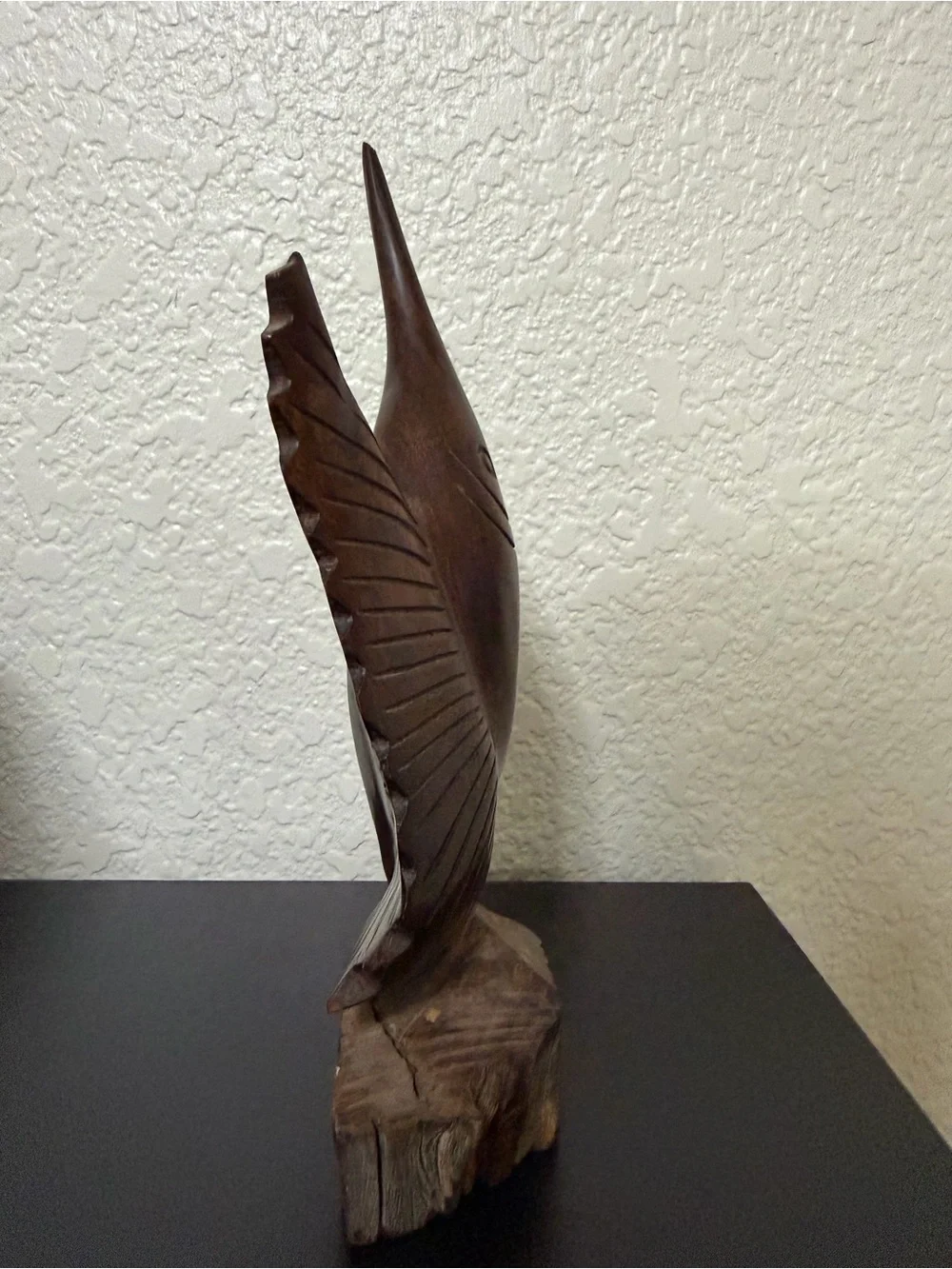 Hand-Carved Brown Wooden Marlin / Sword Fish Decorative Pet Fish Accent